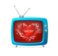 Heart and tv Valentines day card vector