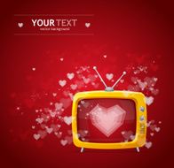 Heart and tv Valentines day card vector N3