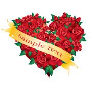Heart of roses with ribbon