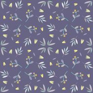 Floral seamless pattern with leaves berries and flowers in vector