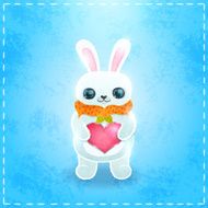 Happy Valentines day card with rabbit and heart N2