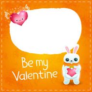 Happy Valentines day card with rabbit and heart N4