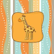 childish greeting card with giraffe N2