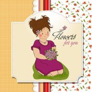 young girl with a bouquet of flowers N2