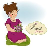 young girl with a bouquet of flowers N3