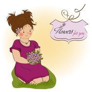 young girl with a bouquet of flowers N4