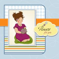 young girl with a bouquet of flowers N12