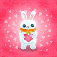Happy Valentines day card with rabbit and heart N6