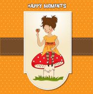 pretty young girl sitting on a mushroom N3