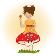 pretty young girl sitting on a mushroom N4