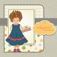 curly young girl she hide a gift