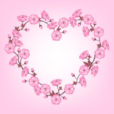 Spring sakura flowers Valentines day background N2