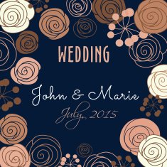 Wedding invitation template with floral elements