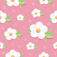 spring seamless pattern in flat design style with daisy flowers N2