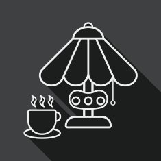 coffee time flat icon with long shadow line N2
