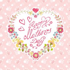 Vintage Mother day card Floral heart wreath headline