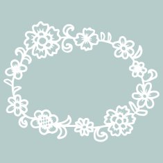 Hand drawn floral round frame N14