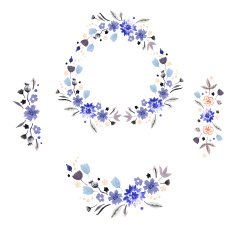 Vintage set watercolour flowers