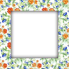 Watercolor flower frame on white background N52