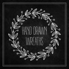 Decorative wreaths drawn in chalk on a blackboard Vector illustration N2
