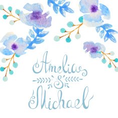Invitation card with watercolor flowers for your wedding day N30