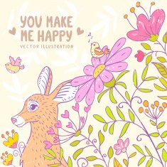 Deer and flowers N2