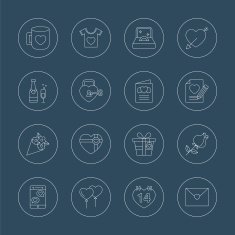 valentine's day line icon set N14