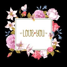 Watercolor Greeting Card with Blooming Flowers