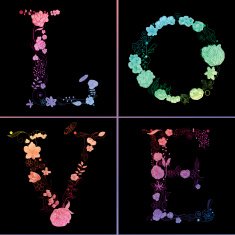 floral letters l o v e