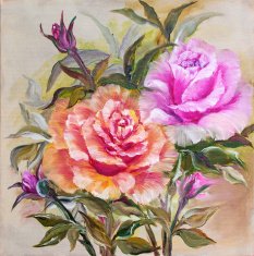 Vinage pink and yellow roses N10