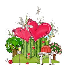 Happy valentine Love garden illustration with hearts