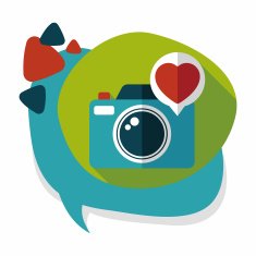 Valentine's Day photo camera flat icon with long shadow eps10 N15