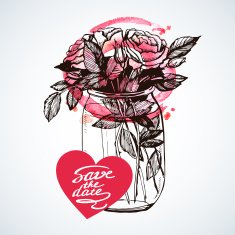 Bouquet of roses in a glass jar