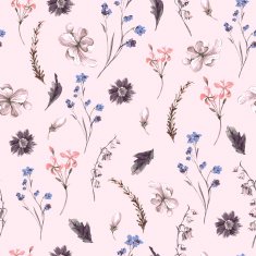 Vintage Seamless Background with Wildflowers N3