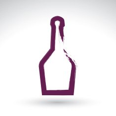 Hand drawn simple empty bottle of rum brush drawing