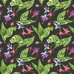 Tropical Flowers and Leaves Background N2