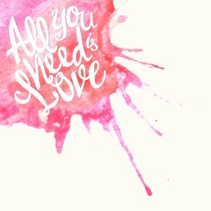 Doodle watercolor lettering symbol of love and Valentines day N2