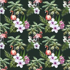 Flamingo with palms and flowers N5