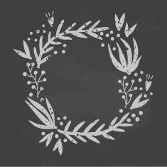 Beautiful floral wreath illustration on a blackboard background