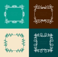 Vector set of floral frames in line style