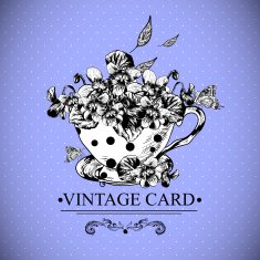 Floral Background with Violets in a Cup