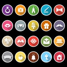 Wedding icons with long shadow N2