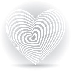 white heart background Optical illusion of 3D three-dimensional volume