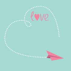 Origami paper plane Big dash heart in the sky Love N2