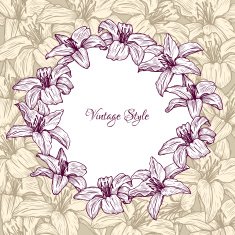 vintage floral frame with lilies
