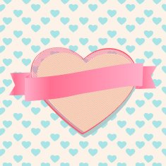 Valentines heart with a blank ribbon banner