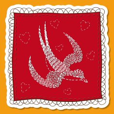 Handkerchief with swallow embroidery