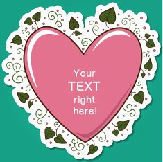 Pink heart with green leaves frame
