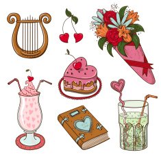 Isolated elements for romantic design