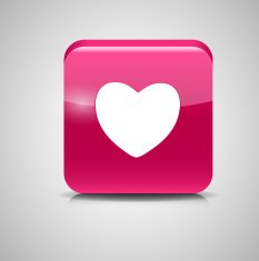 Heart Shaped Glass Button Vector Illustration